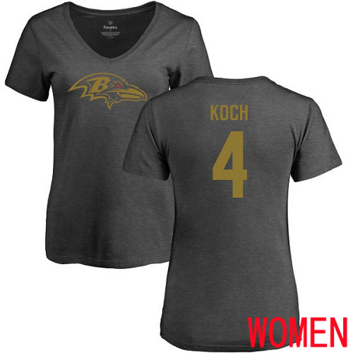 Baltimore Ravens Ash Women Sam Koch One Color NFL Football #4 T Shirt